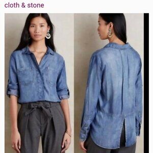 Anthropologie Cloth & Stone Western Coastal Chambray Shirt